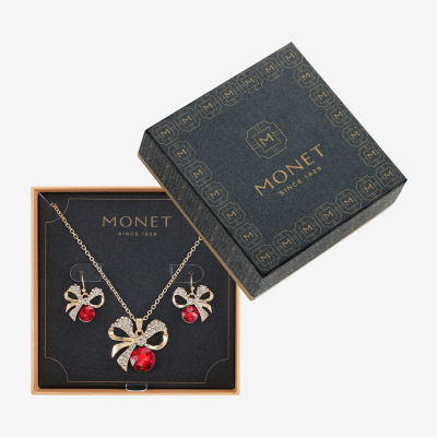 Monet Jewelry Pendant Necklace And Drop Earring 2-pc. Glass Bow Jewelry Set