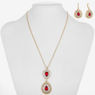 Monet Jewelry Pendant Necklace And Drop Earring 2-pc. Glass Set