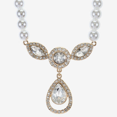 Monet Jewelry Y Necklace And Drop Earring Womens Glass Simulated Pearl 2-pc. Jewelry Set