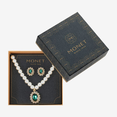 Monet Jewelry Pendant Necklace And Stud Earring 2-pc. Glass Simulated Pearl Round Set