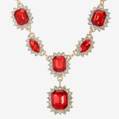 Monet Jewelry Gold Tone Womens Black Glass 17 Inch Y Necklace