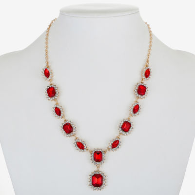 Monet Jewelry Gold Tone Womens Black Glass 17 Inch Y Necklace