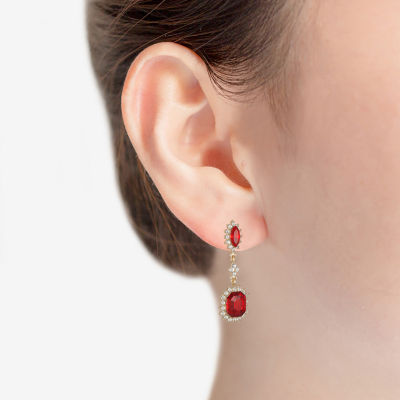 Monet Jewelry Gold Tone Womens Red Glass Marquise Hypoallergenic Drop Earrings