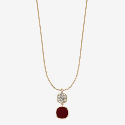 Monet Jewelry Gold Tone Womens Glass Zinc Cushion Pendant Necklaces