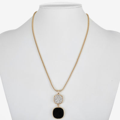 Monet Jewelry Gold Tone Womens Glass Cushion 18 Inch Pendant Necklace