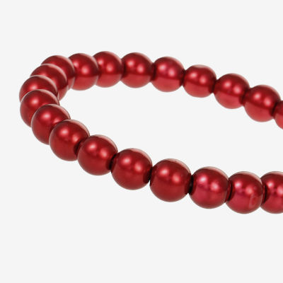 Monet Jewelry Timeless Collar Necklace; Stud Earring And Stretch Bracelet Womens Simulated Pearl Round 3-pc. Jewelry Set