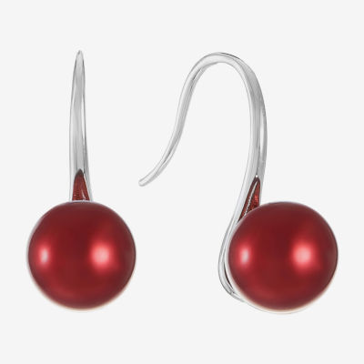 Monet Jewelry Timeless Silver Tone Womens Simulated Pearl Round Drop Earrings
