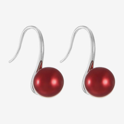 Monet Jewelry Timeless Silver Tone Womens Simulated Pearl Round Drop Earrings