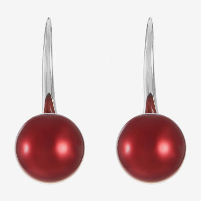 Monet Jewelry Timeless Silver Tone Womens Simulated Pearl Round Drop Earrings