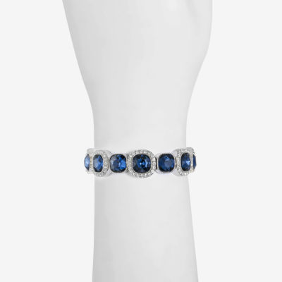 Monet Jewelry Womens Blue Glass Cushion Stretch Bracelet