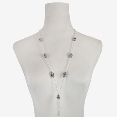 Monet Jewelry Tassel Womens Red Glass 34 Inch Strand Necklace