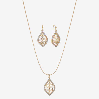 Monet Jewelry Openwork Pendant Necklace And Drop Earring 2-pc. Glass Jewelry Set