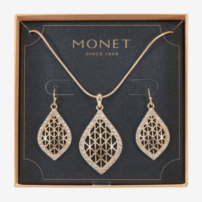 Monet Jewelry Openwork Pendant Necklace And Drop Earring 2-pc. Glass Jewelry Set