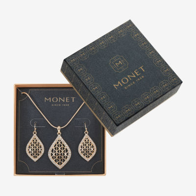 Monet Jewelry Openwork Pendant Necklace And Drop Earring 2-pc. Glass Set