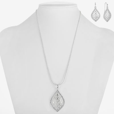 Monet Jewelry Openwork Pendant Necklace And Drop Earring 2-pc. Glass Set