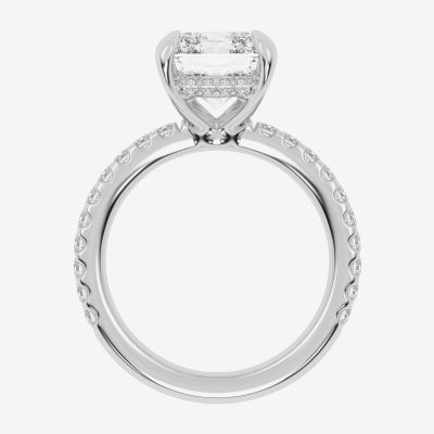 (G-H / Vs2-Si1) Womens 3 1/2 CT. T.W Lab Grown White Diamond 14K White Gold Side Stone Engagement Ring