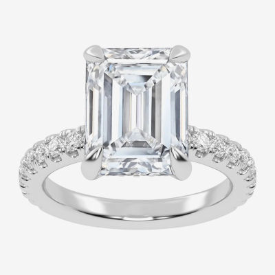 (G-H / Vs2-Si1) Womens 3 1/2 CT. T.W Lab Grown White Diamond 14K White Gold Side Stone Engagement Ring