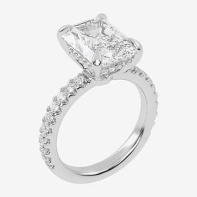 (G-H / Vs2-Si1) Womens 3 1/2 CT. T.W Lab Grown White Diamond 14K White Gold Side Stone Engagement Ring