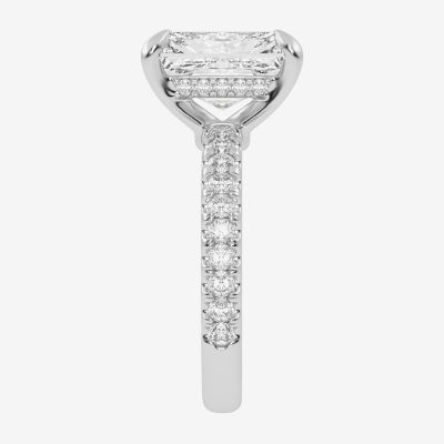 (G-H / Vs2-Si1) Womens 3 1/2 CT. T.W Lab Grown White Diamond 14K White Gold Side Stone Engagement Ring