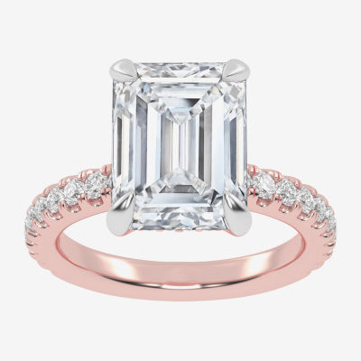 G-H / Vs2-Si1) Womens 3 1/2 CT. T.W Lab Grown White Diamond 14K Rose Gold Side Stone Engagement Ring