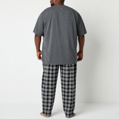 St. John's Bay Mens Big and Tall Crew Neck Short Sleeve 2-pc. Pant Pajama Set