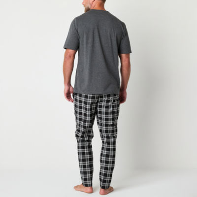 St. John's Bay Mens Crew Neck Long Sleeve 2-pc. Pant Pajama Set