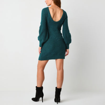 Bold Elements Womens Long Sleeve Sequin Sweater Dress