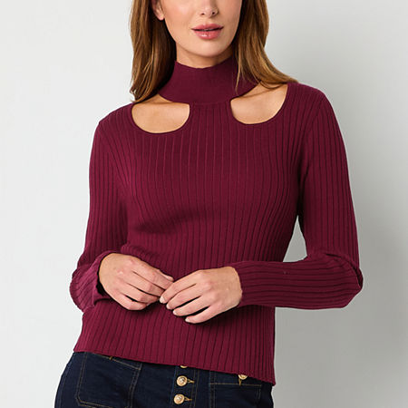 Bold Elements Womens Cut Out Long Sleeve Pullover Sweater, Xx-large, Red