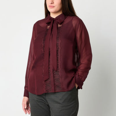 Worthington Womens Long Sleeve Blouse