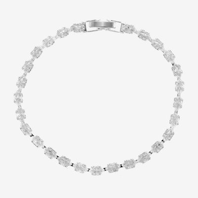 Sparkle Allure Womens Cubic Zirconia Pure Silver Over Brass Marquise 7.5 Inch Tennis Bracelet