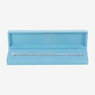 Sparkle Allure Womens Cubic Zirconia Pure Silver Over Brass Marquise 7.5 Inch Tennis Bracelet