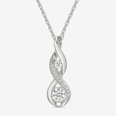 Womens Lab Created Sapphire Sterling Silver Pendant Necklace