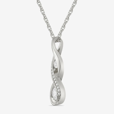 Womens Lab Created Sapphire Sterling Silver Pendant Necklace