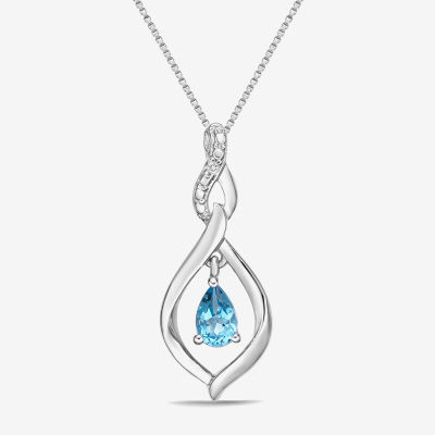 Womens Genuine Topaz Sterling Silver Pendant Necklace