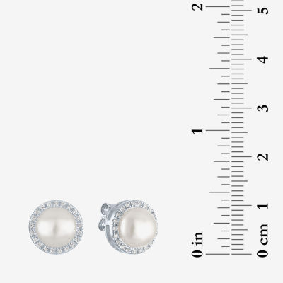 White Cultured Freshwater Pearl Sterling Silver Stud Earrings