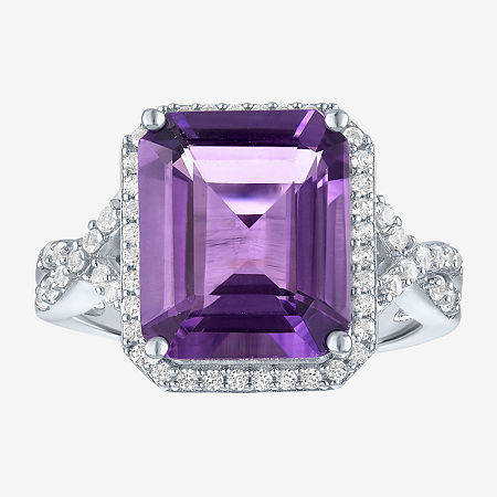Womens Genuine Purple Amethyst Sterling Silver Cocktail Ring, 7, Amethyst