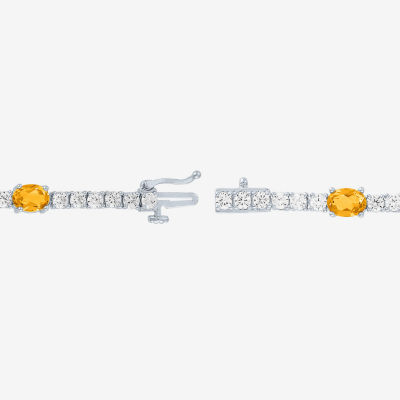 Gemstone Pure Silver Over Brass Tennis Bracelet