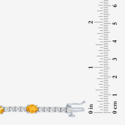 Gemstone Pure Silver Over Brass Tennis Bracelet