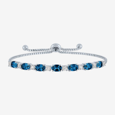 Genuine Blue Topaz Sterling Silver Bolo Bracelet