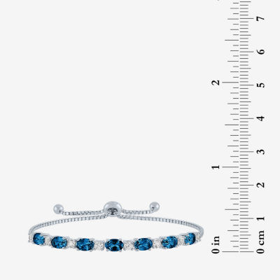 Genuine Blue Topaz Sterling Silver Bolo Bracelet