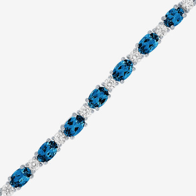 Genuine Blue Topaz Sterling Silver Bolo Bracelet