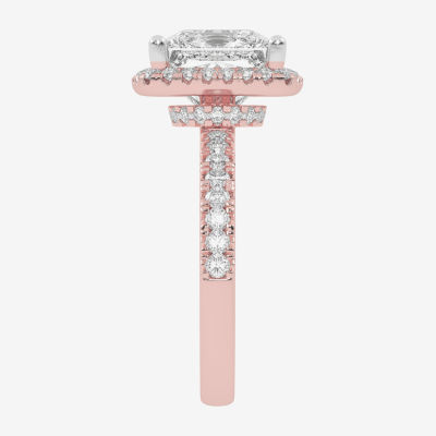 (G-H / Vs2-Si1) Womens 5 1/2 CT. T.W. Lab Grown White Diamond 14K White Gold Side Stone Halo Engagement Ring