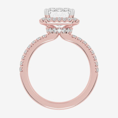 (G-H / Vs2-Si1) Womens 5 1/2 CT. T.W. Lab Grown White Diamond 14K White Gold Side Stone Halo Engagement Ring