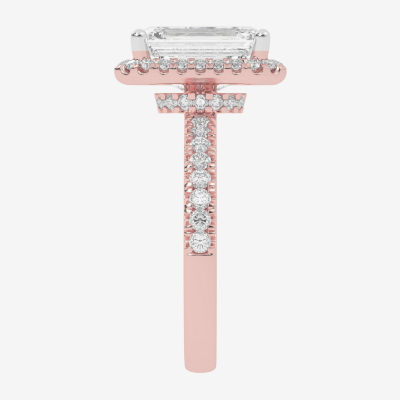 (G-H / Vs2-Si1) Womens 5 1/2 CT. T.W. Lab Grown White Diamond 14K White Gold Side Stone Halo Engagement Ring