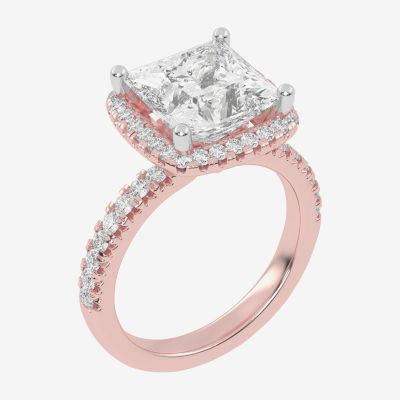 (G-H / Vs2-Si1) Womens 4 1/2 CT. T.W. Lab Grown White Diamond 14K White Gold Side Stone Halo Engagement Ring