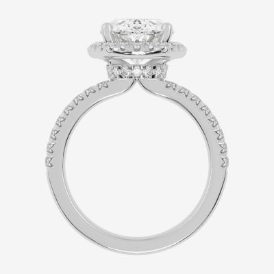 (G-H / Vs2-Si1) Womens 4 1/2 CT. T.W. Lab Grown White Diamond 14K White Gold Side Stone Halo Engagement Ring