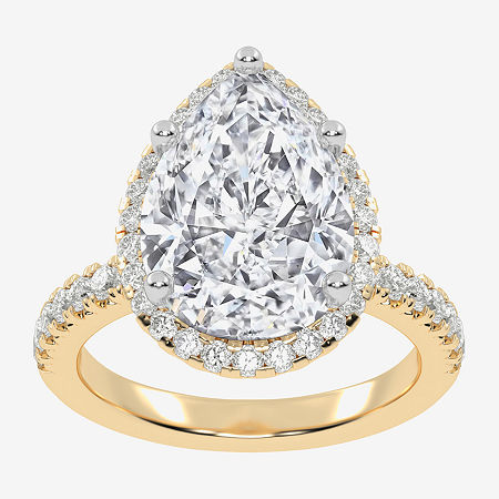 (G-H / Vs2-Si1) Womens 4 1/2 CT. T.W. Lab Grown White Diamond 14K White Gold Side Stone Halo Engagement Ring, 9, Yellow