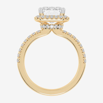 (G-H / Vs2-Si1) Womens 4 1/2 CT. T.W. Lab Grown White Diamond 14K White Gold Side Stone Halo Engagement Ring