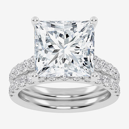 Modern Bride (g-h / Vs2-si1) Womens 6 Ct. T.w. Lab Grown White Diamond 14k White Gold Side Stone Bridal Set In Silver