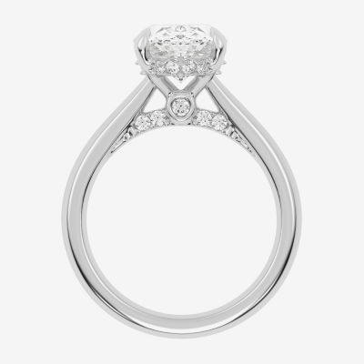 (G-H / Vs2-Si1) Womens 4 1/4 CT. T.W. Lab Grown White Diamond 14K Rose Gold Oval Solitaire Engagement Ring